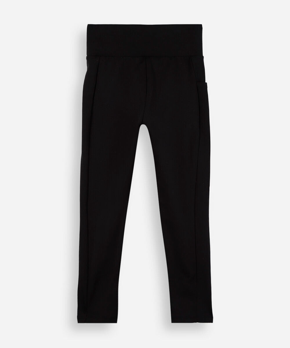 calça legging esportiva infantil com nervura preta