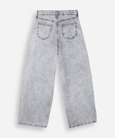 calça balloon juvenil jeans cintura média cinza