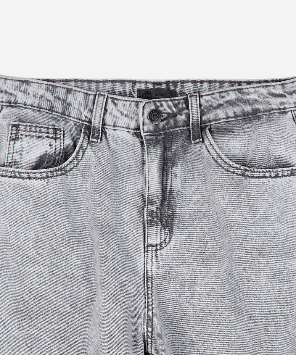 calça balloon juvenil jeans cintura média cinza