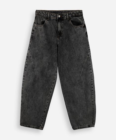 calça barrel juvenil jeans preta