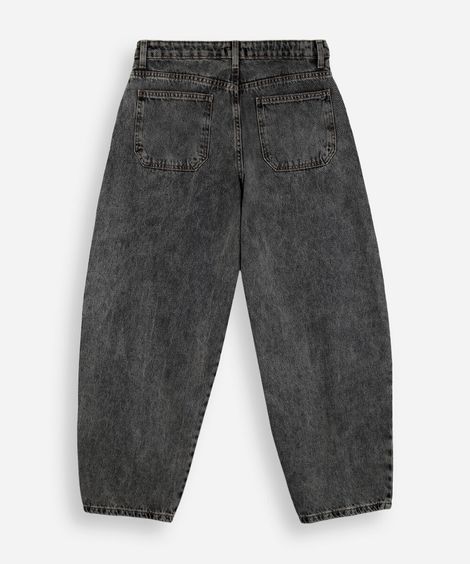 calça barrel juvenil jeans preta