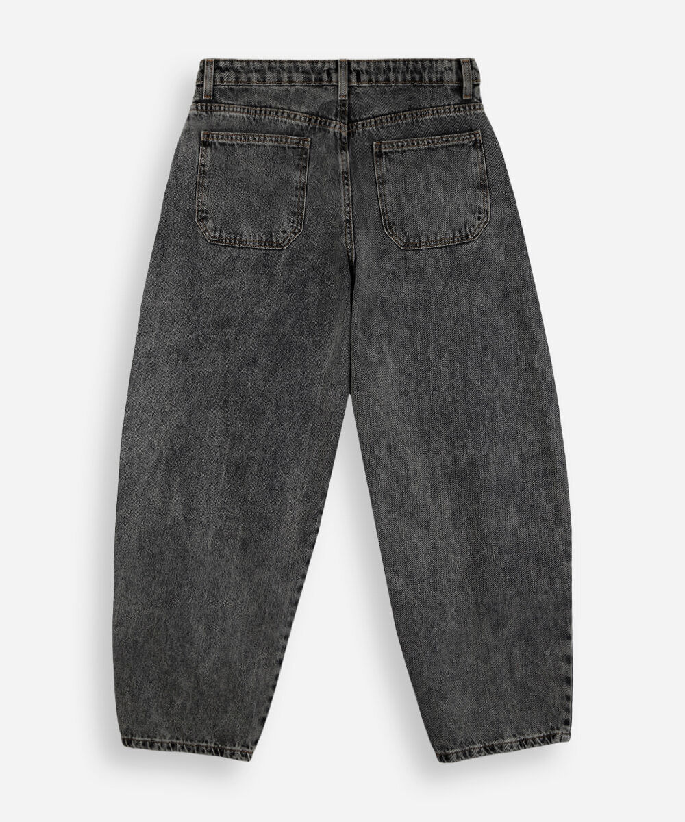 calça barrel juvenil jeans preta
