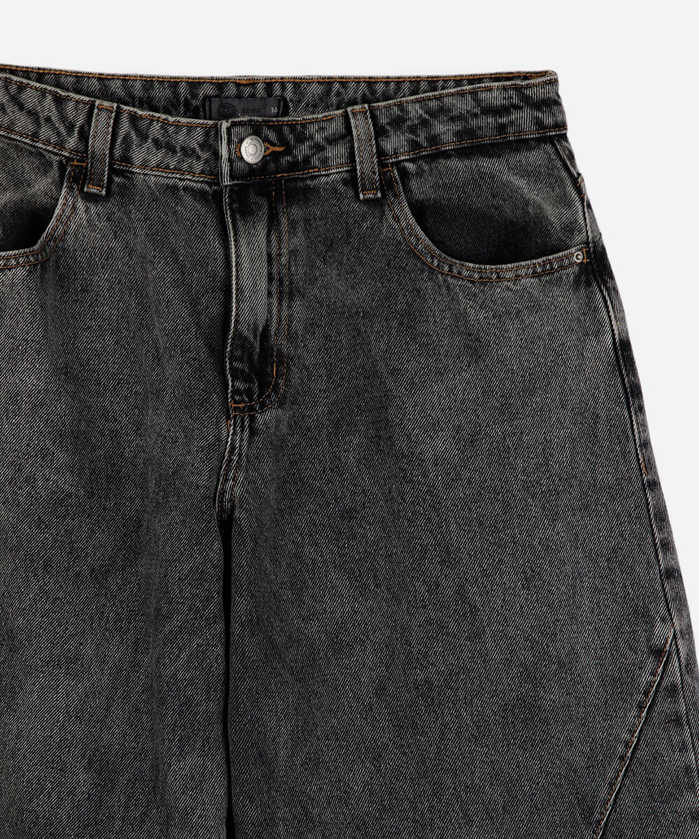 calça barrel juvenil jeans preta