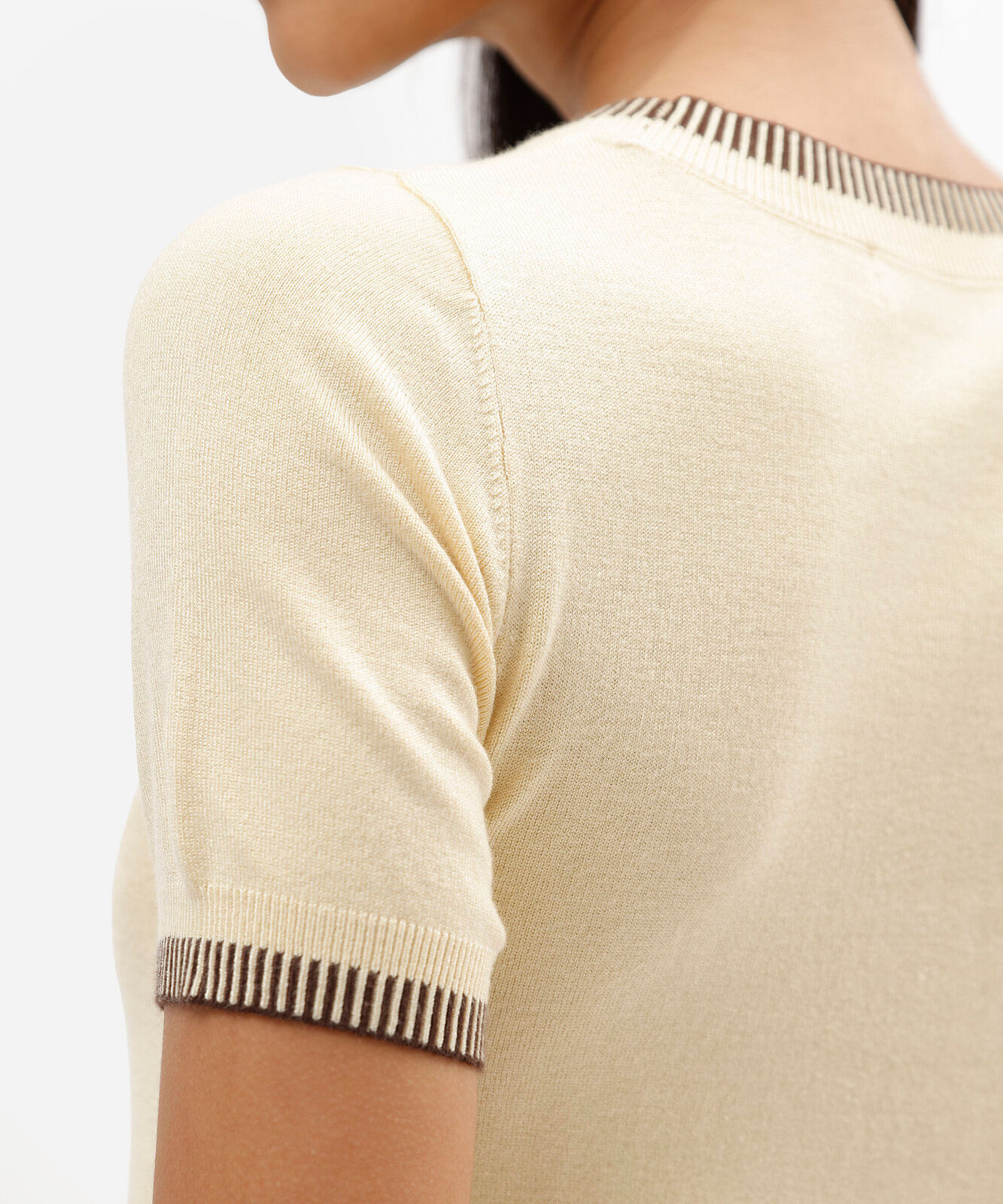 blusa feminina de tricot manga curta amarela