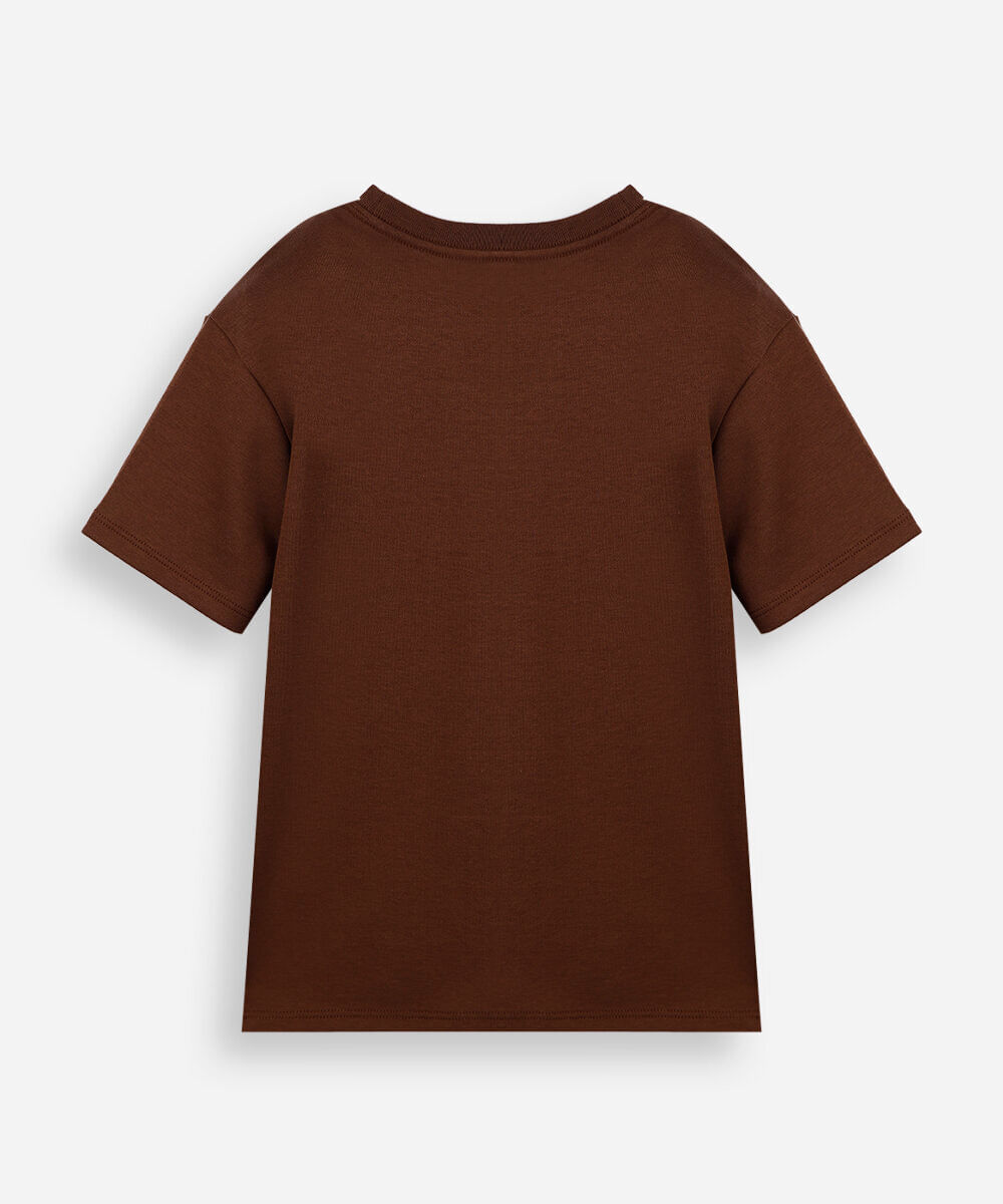 camiseta infantil de algodão peruano marrom