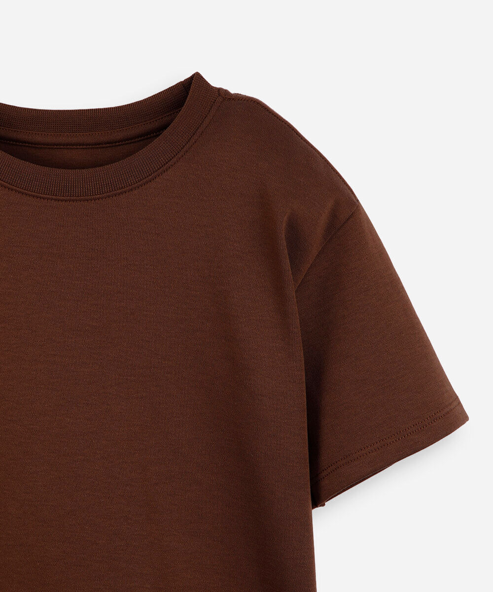 camiseta infantil de algodão peruano marrom