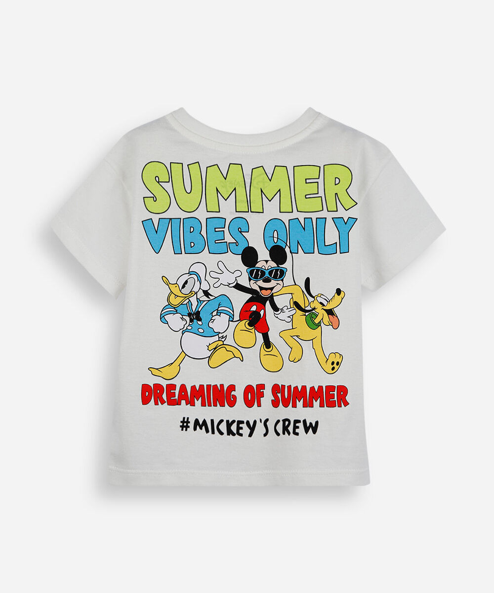 camiseta infantil de algodão manga curta turma do mickey off white
