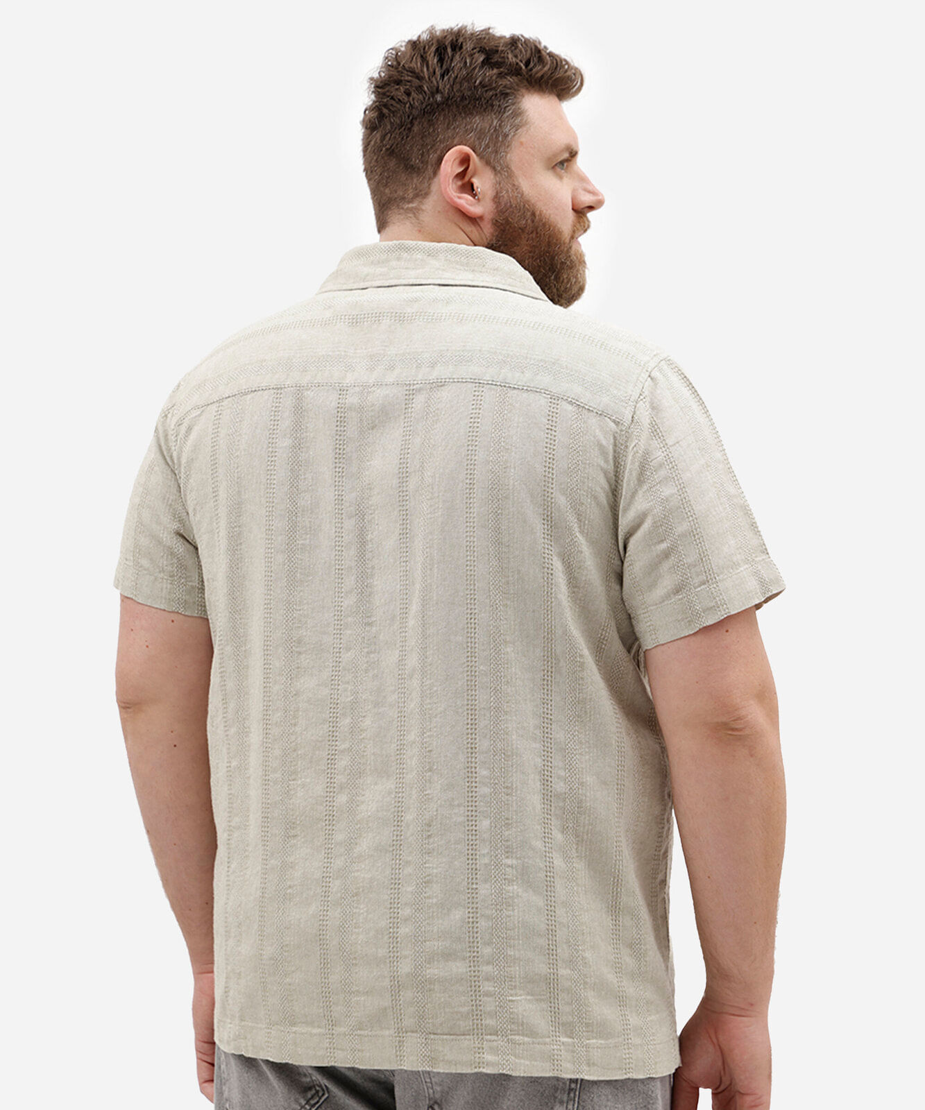 camisa masculina com linho manga curta texturizada plus size verde