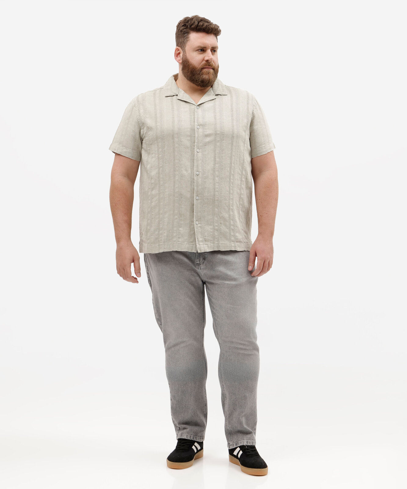 camisa masculina com linho manga curta texturizada plus size verde