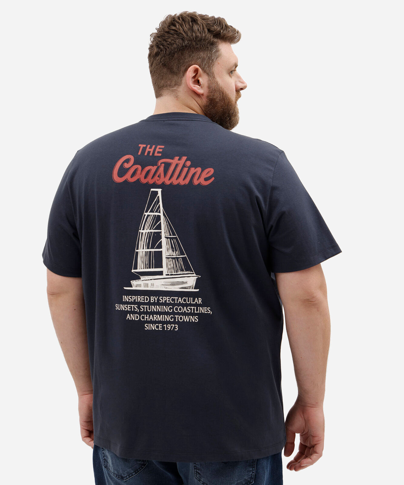 camiseta masculina de algodão manga curta estampada plus size azul