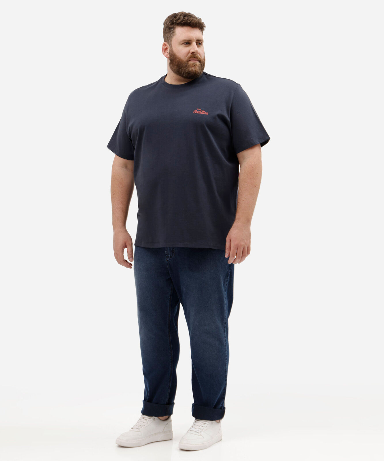 camiseta masculina de algodão manga curta estampada plus size azul