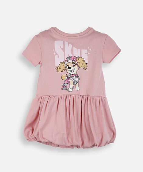 vestido balonê infantil de algodão patrulha canina rosa
