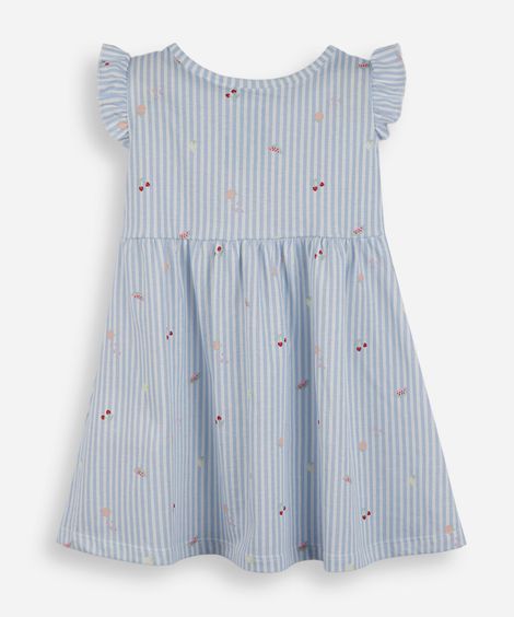 vestido infantil de algodão listrado azul