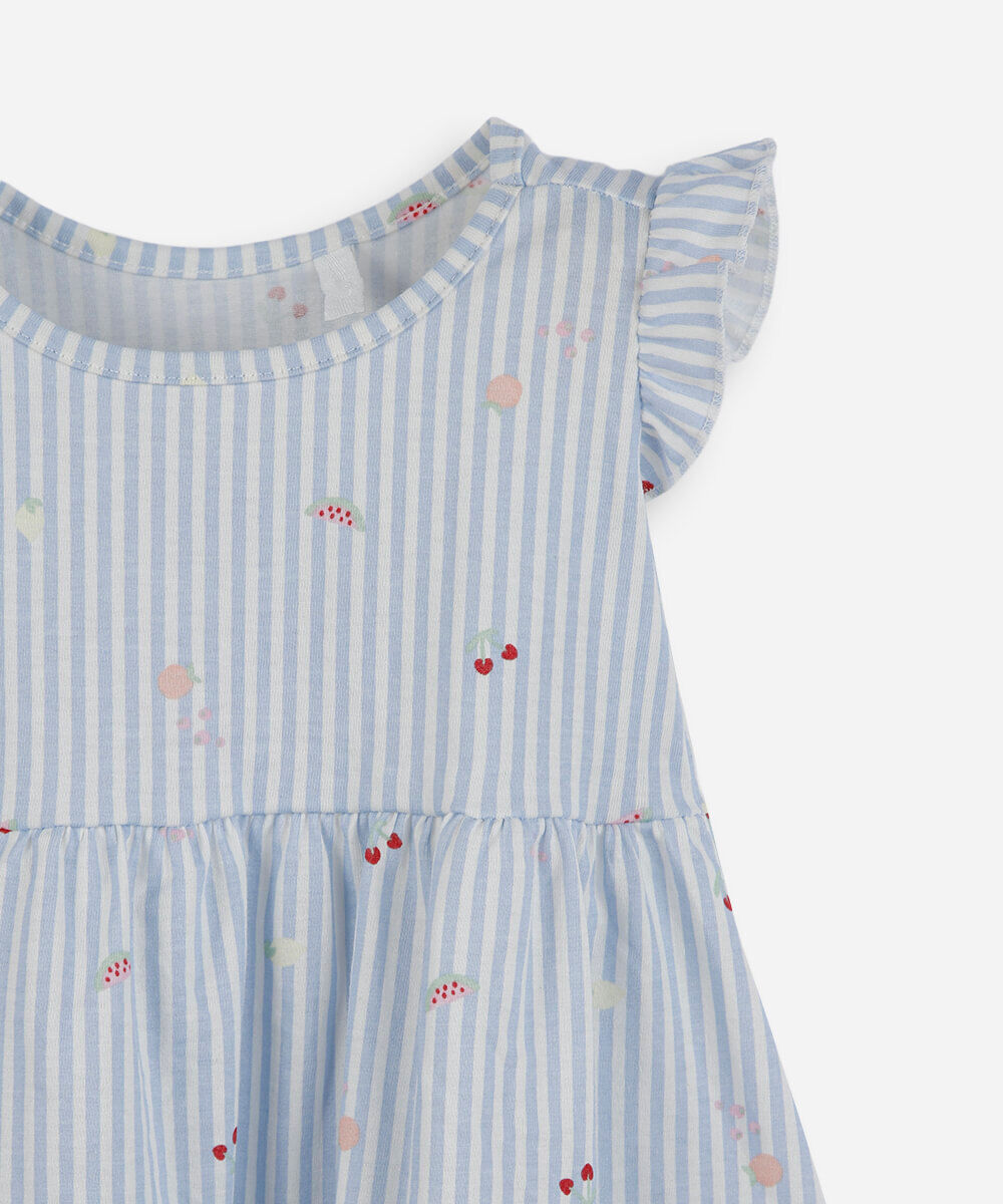 vestido infantil de algodão listrado azul