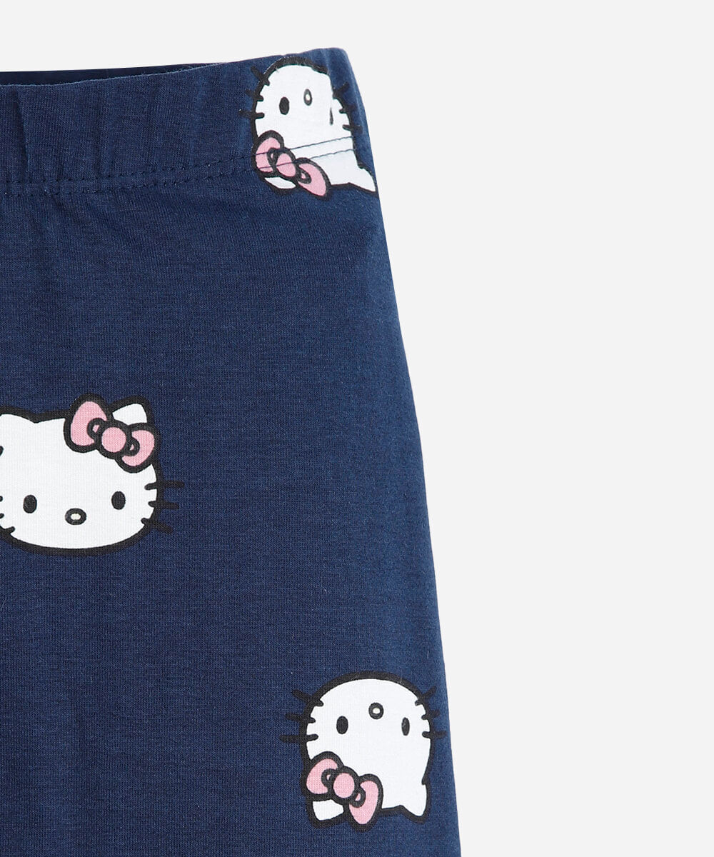 calça legging infantil de algodão hello kitty azul