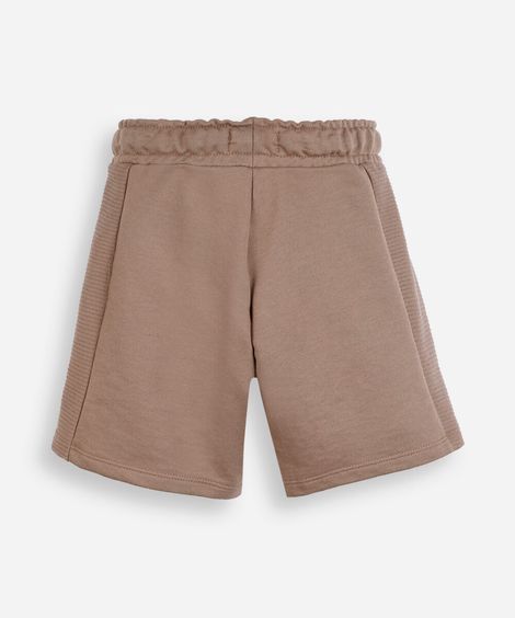 bermuda infantil de moletom texturizada com bolsos bege