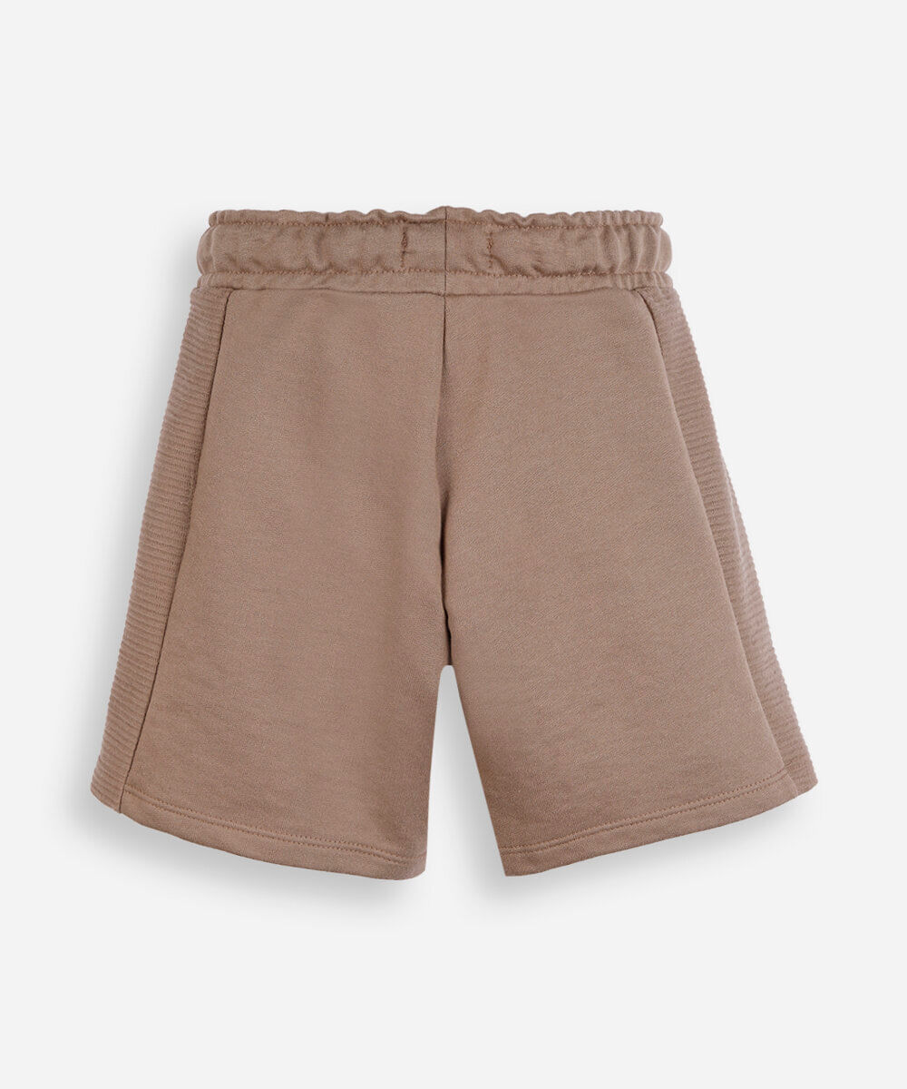 bermuda infantil de moletom texturizada com bolsos bege