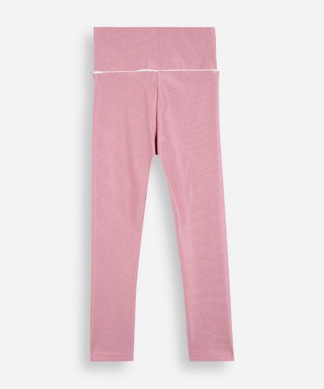 calça legging infantil de poliamida com nervuras rosa