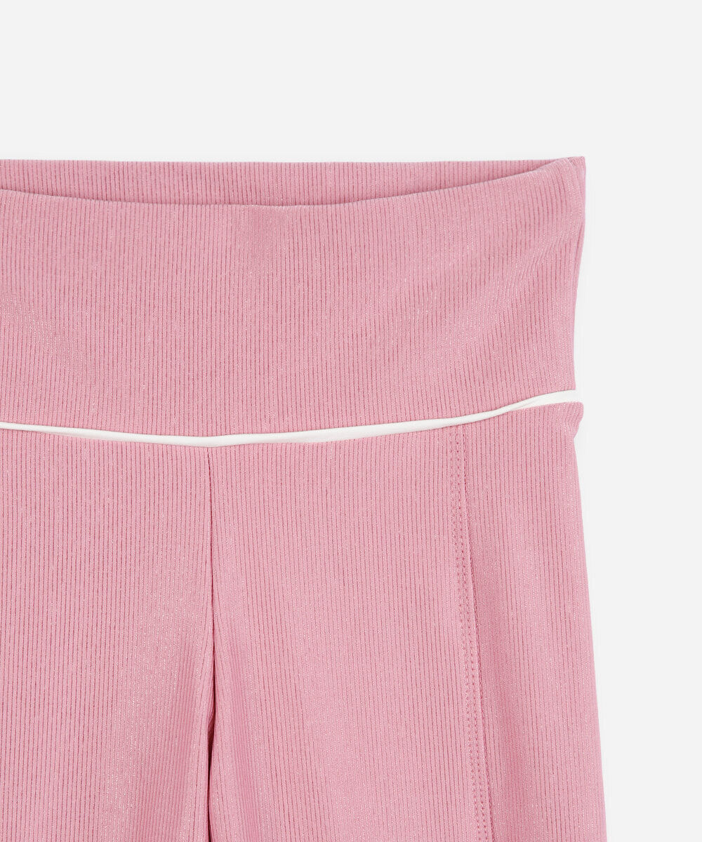 calça legging infantil de poliamida com nervuras rosa