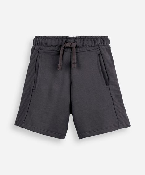 bermuda infantil de moletom texturizada com bolsos cinza