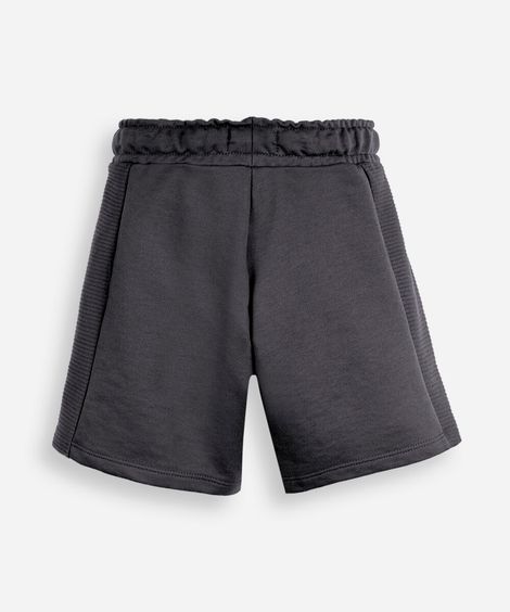 bermuda infantil de moletom texturizada com bolsos cinza
