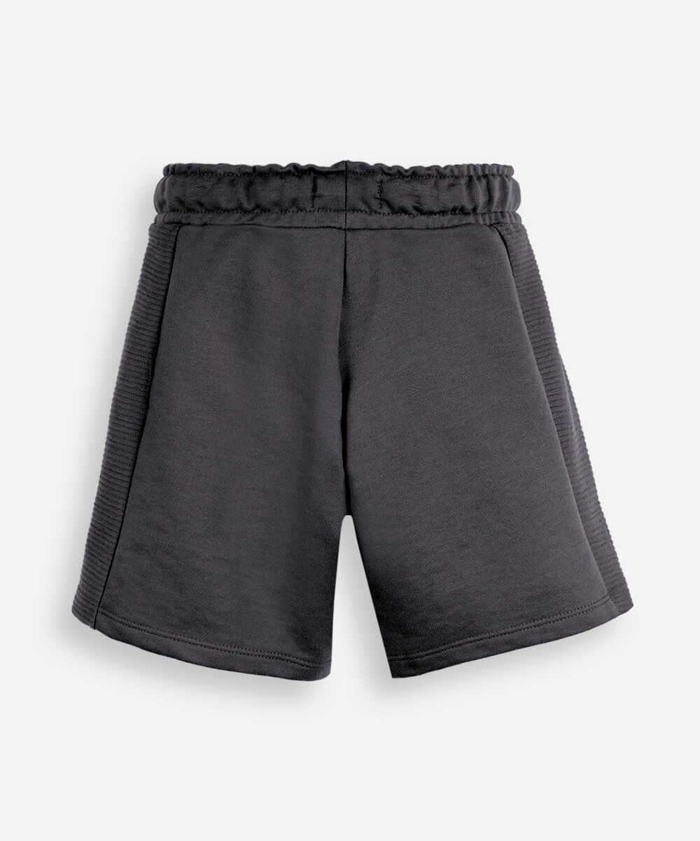 bermuda infantil de moletom texturizada com bolsos cinza
