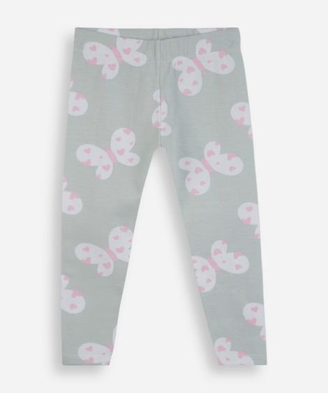 calça legging infantil de algodão borboletas verde
