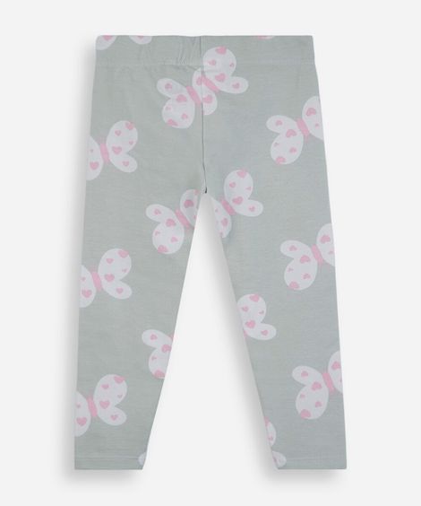 calça legging infantil de algodão borboletas verde