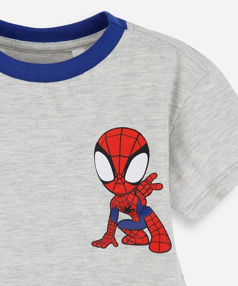 pijama curto infantil com algodão homem aranha cinza