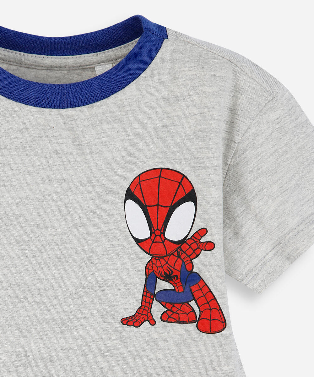 pijama curto infantil com algodão homem aranha cinza
