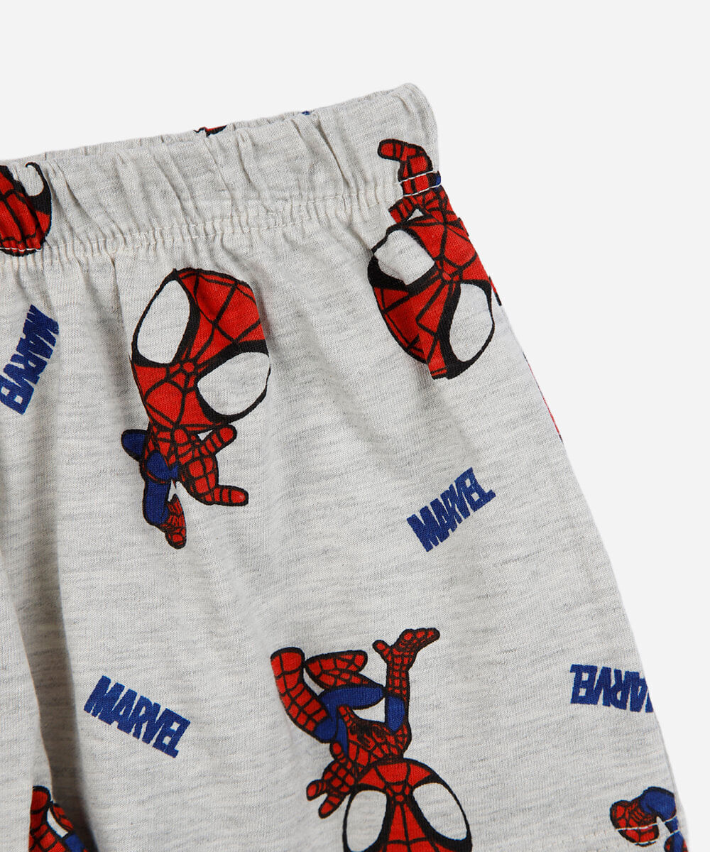 pijama curto infantil com algodão homem aranha cinza