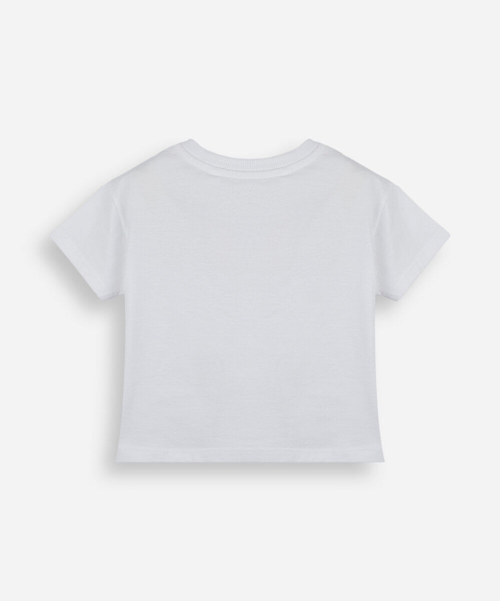 camiseta infantil de algodão patrulha canina com laços manga curta off white
