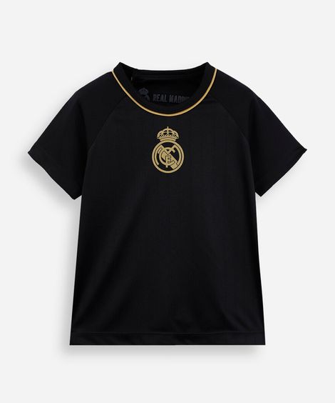 camiseta infantil manga curta real madrid preto