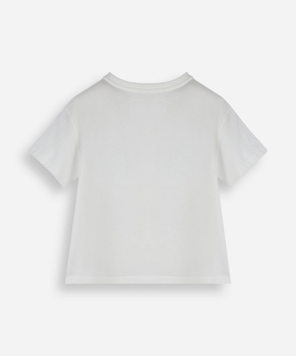 blusa infantil de algodão manga curta floral off white
