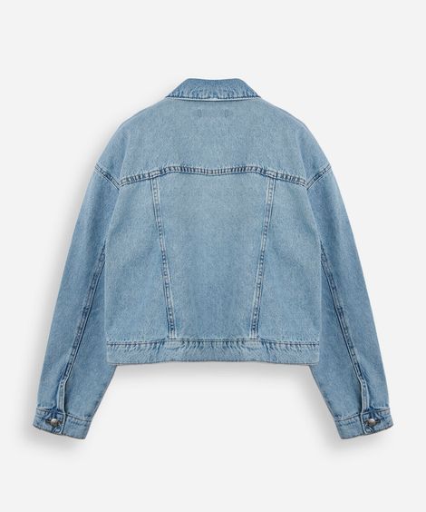 jaqueta cropped juvenil jeans azul