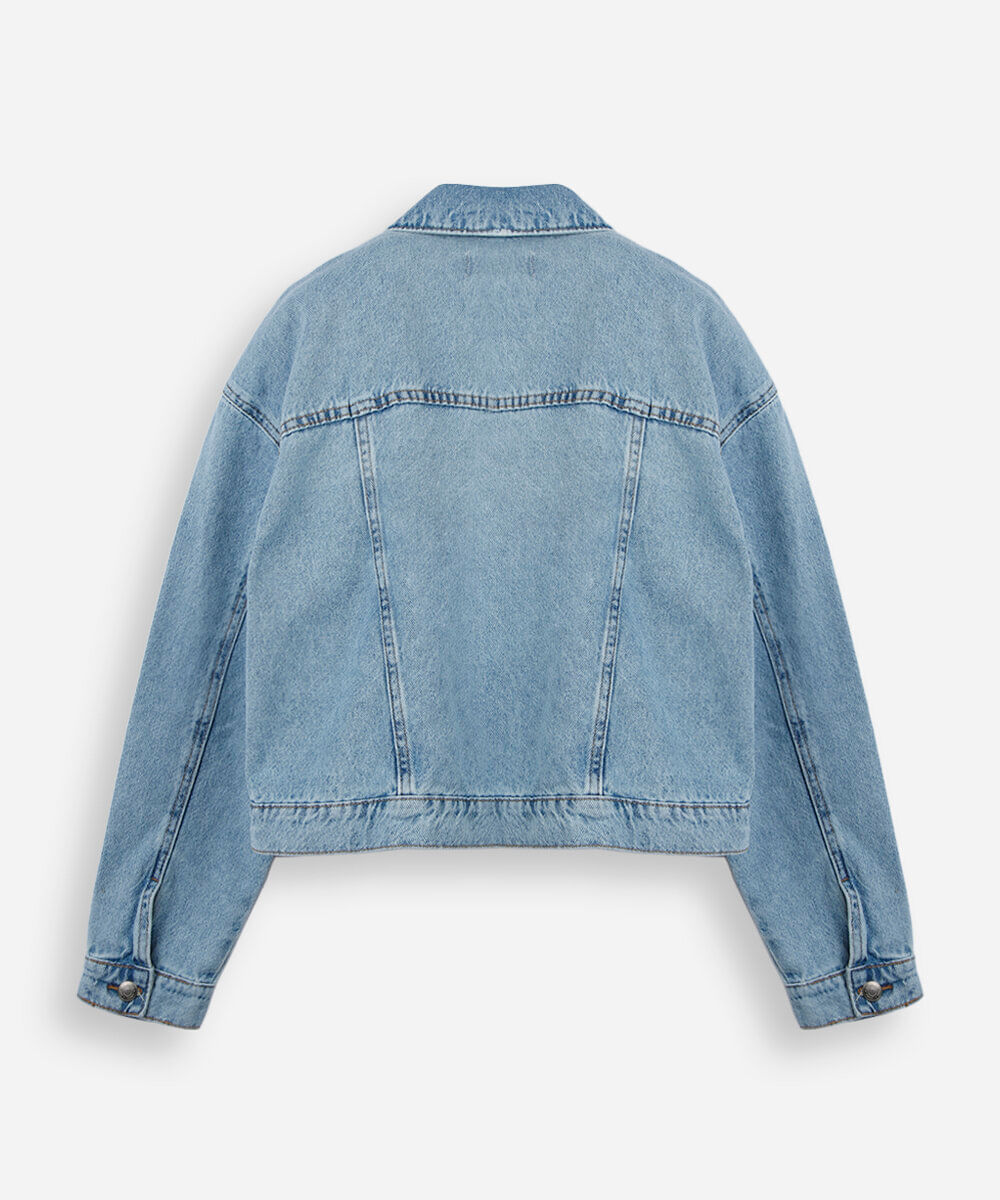 jaqueta cropped juvenil jeans azul