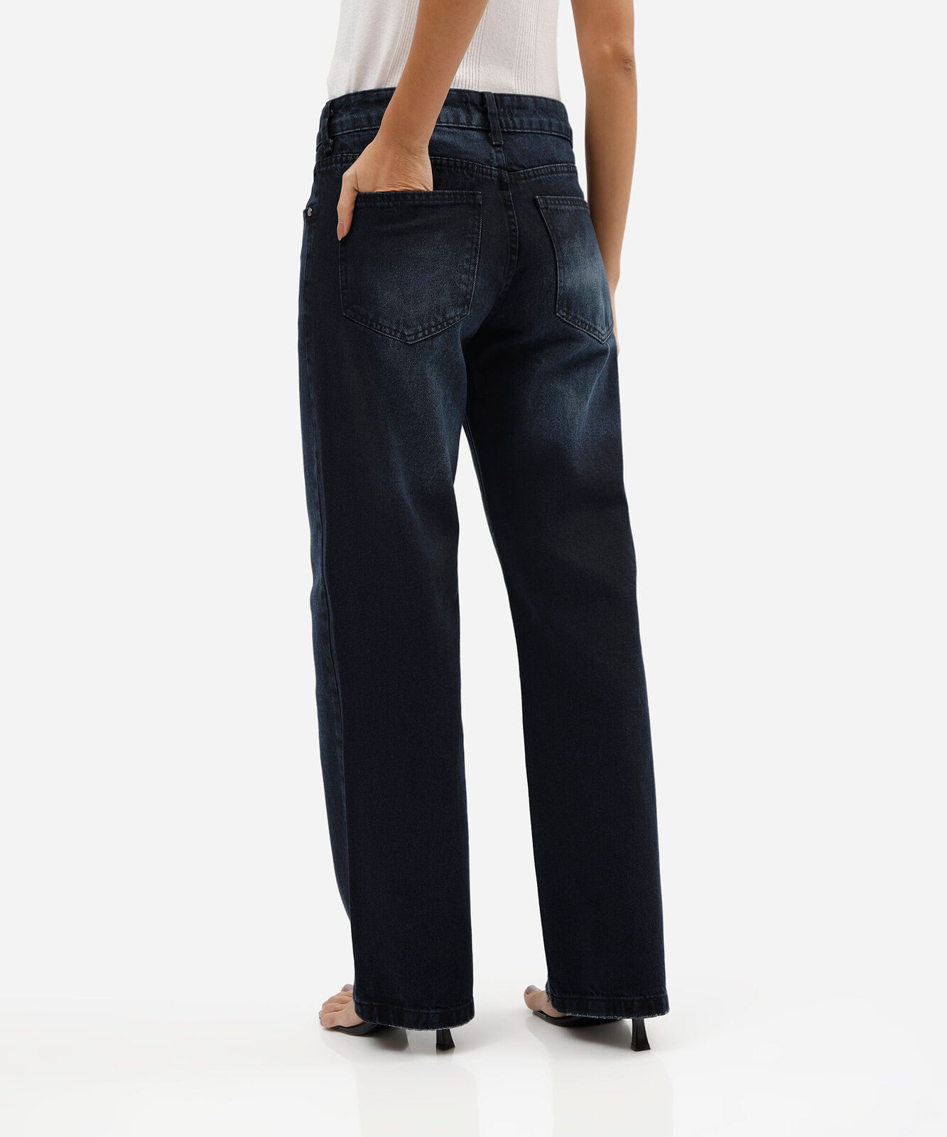 calça wide leg slim feminina jeans cintura baixa azul
