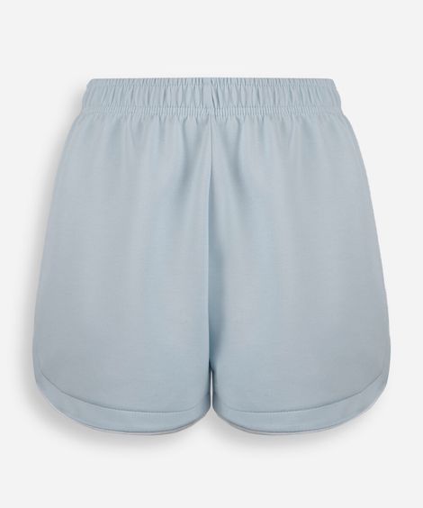 short running juvenil de moletom cós elástico azul
