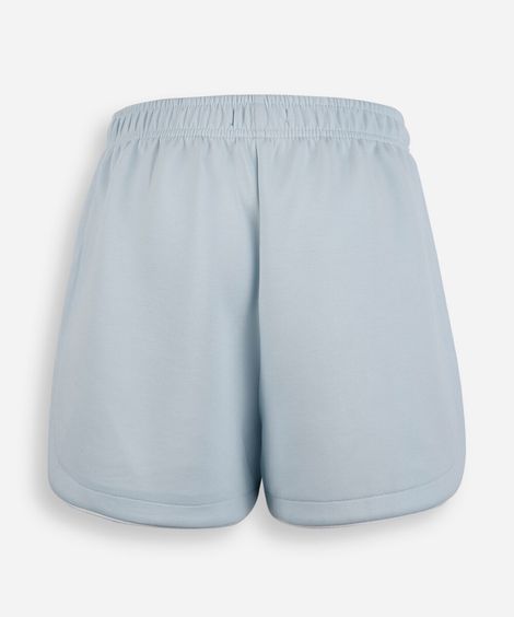 short running juvenil de moletom cós elástico azul