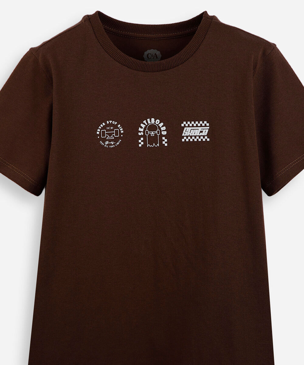 kit de 2 camisetas infantis de algodão manga curta estampada colorido