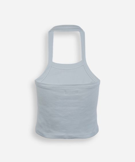 blusa frente única juvenil de algodão canelada azul