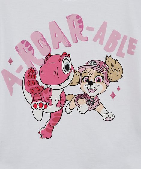 camiseta infantil de algodão manga curta patrulha canina off white