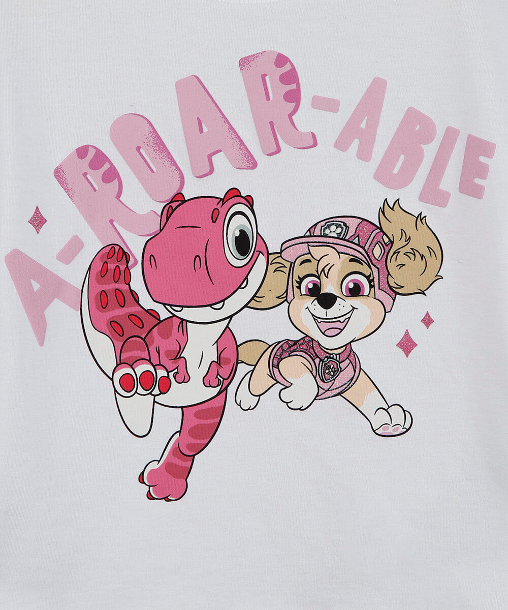 camiseta infantil de algodão manga curta patrulha canina off white