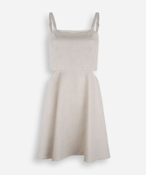 vestido juvenil curto com cutout na cintura bege