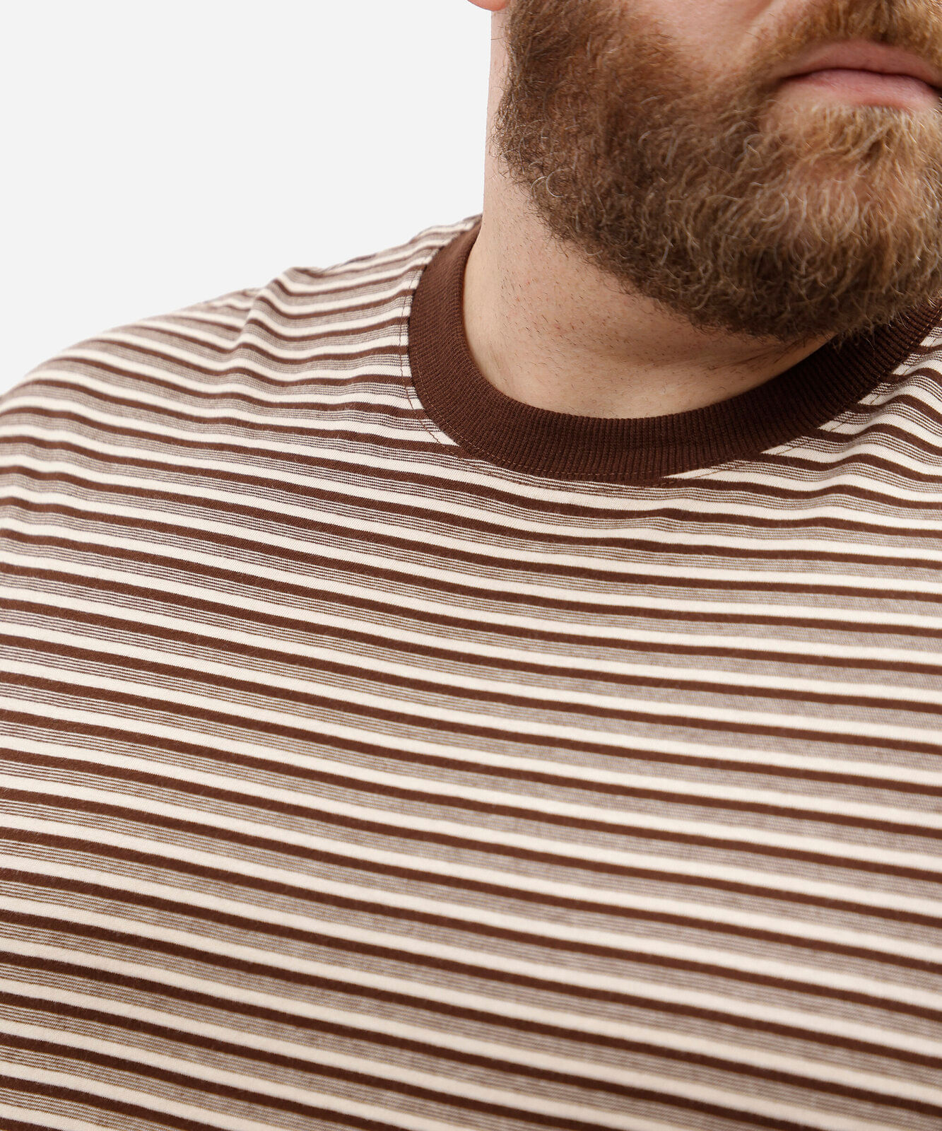 camiseta masculina de algodão manga curta listrada plus size marrom