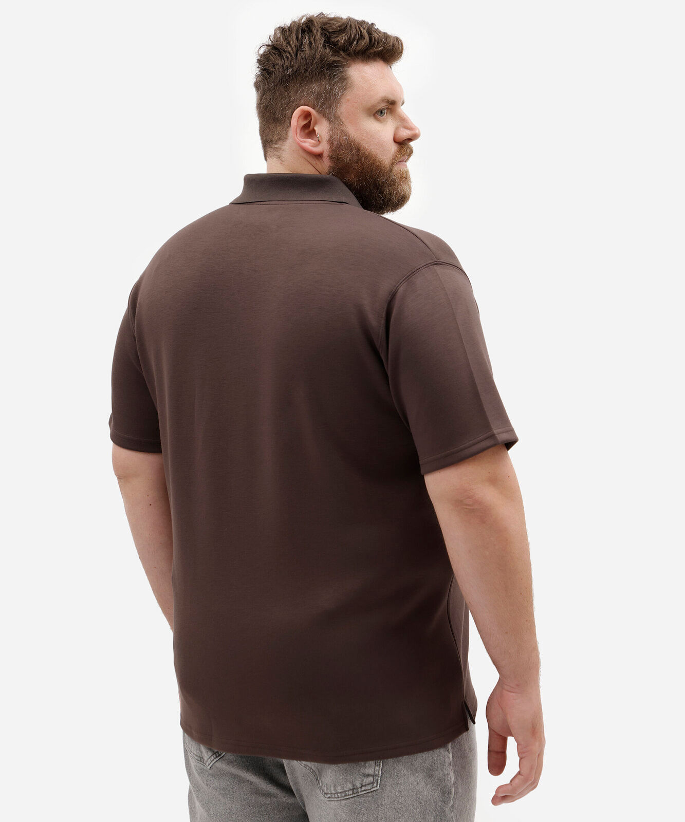 polo masculina com viscose gola v plus size marrom