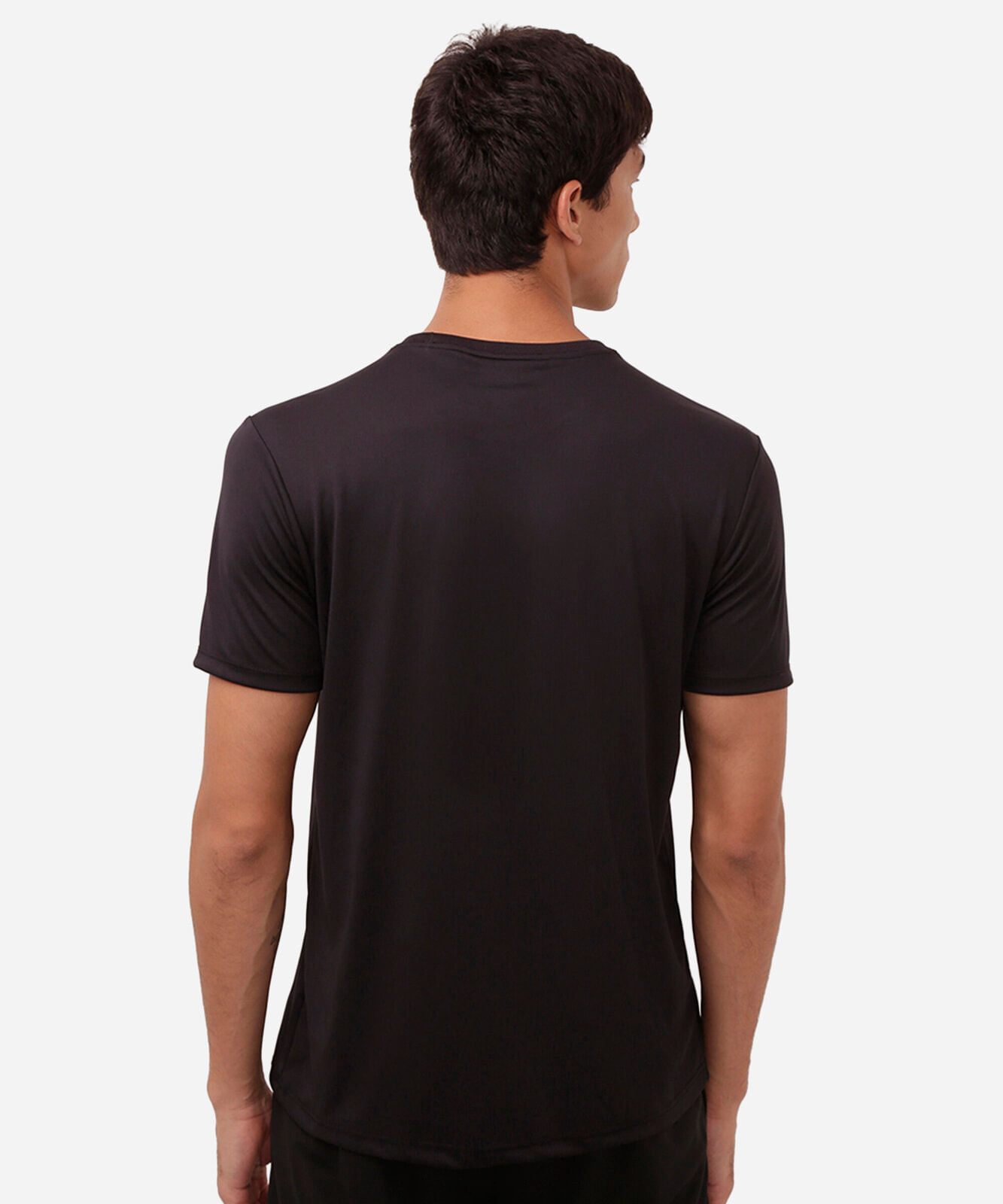 camiseta masculina esportiva com listras preta