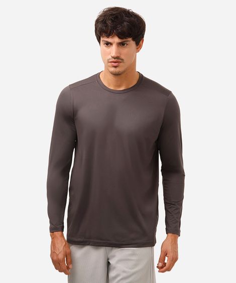 camiseta esportiva com proteção uv cinza