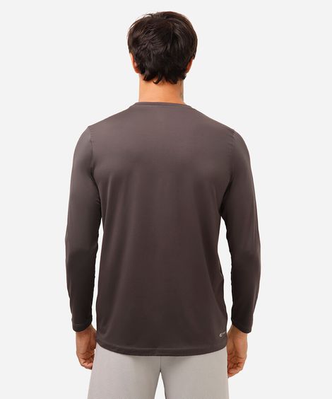 camiseta esportiva com proteção uv cinza