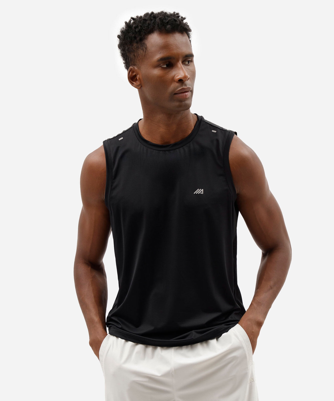 regata esportiva masculina de poliamida com refletivos preta